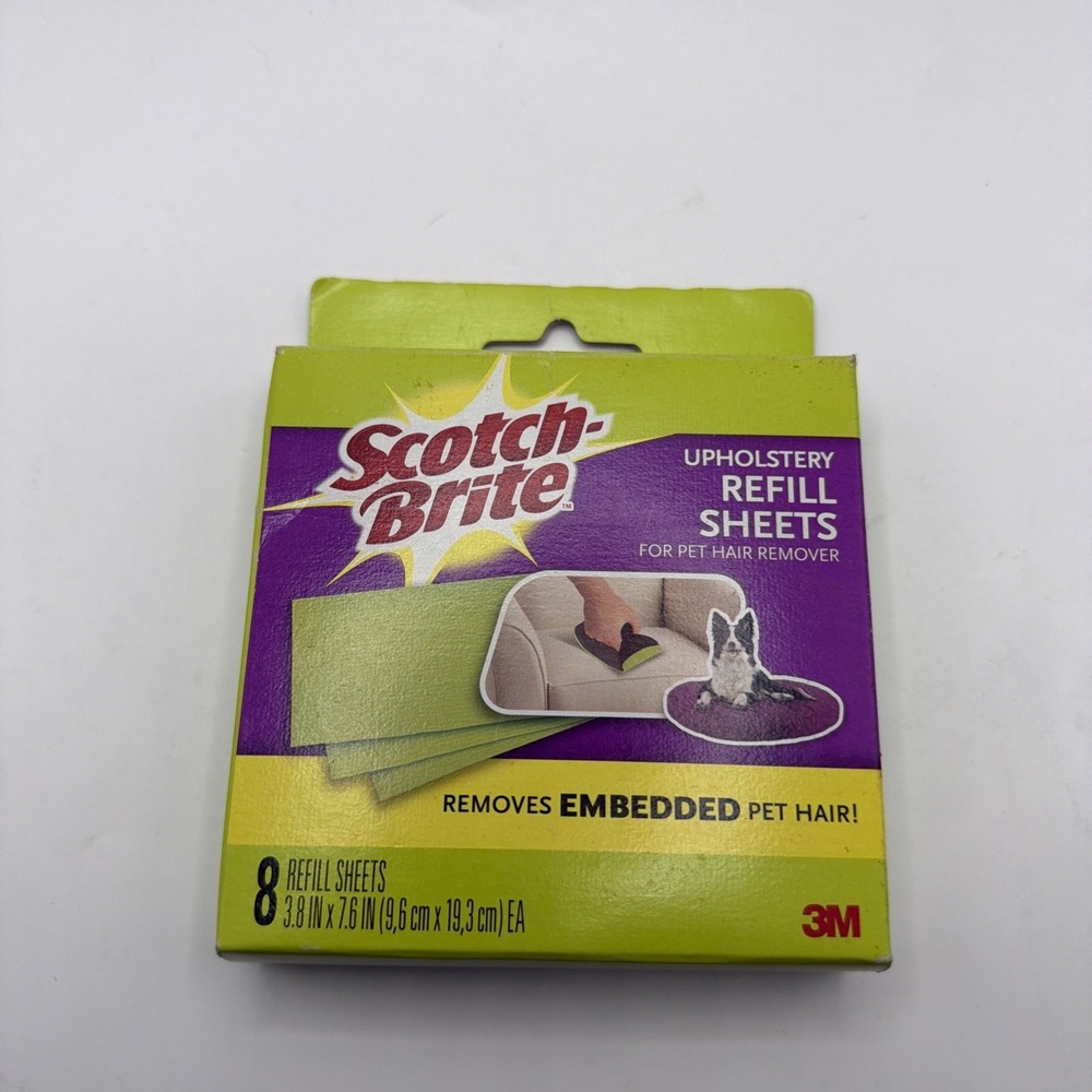 3M Scotch Fur Fighter Hair Remover Refill Sheets (3.8" x 7") OEM full 8 PACK NEW
